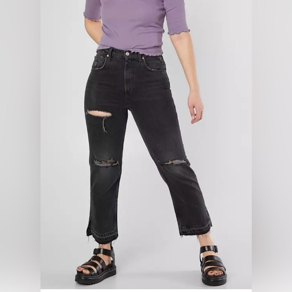 NWT Free People Black Cropped Straight Jeans